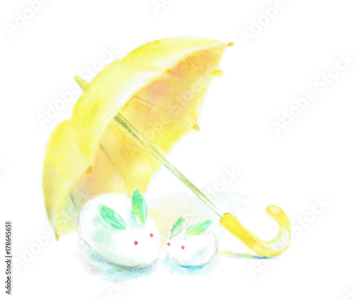 雪うさぎ 黄色の傘 水彩画 Stock イラスト Adobe Stock 雪うさぎ 黄色の傘 水彩画 Stock イラスト Adobe Stock
