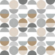 Modern vector abstract seamless geometric pattern with semi circles and circles in retro scandinavian style