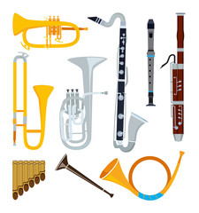 Sticker - Isolated musical instruments in cartoon style