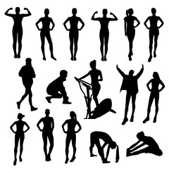 Wall Mural - Fitness silhouettes