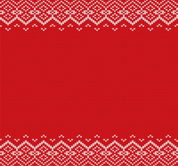 knitted christmas background. red and white geometric ornament. xmas knit winter sweater texture des