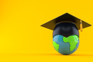 Poster - Graduation hat with world globe