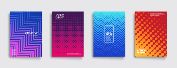 Minimal covers design. Geometric halftone gradients. Eps10 vector.
