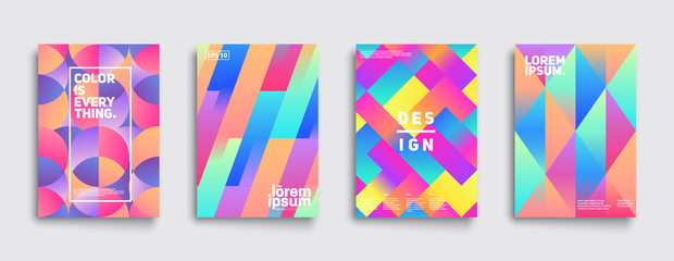 Poster - Colorful mosaic covers design. Modern gradients. Minimalistic geometric patterns. Eps10 vector.