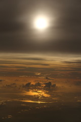 Wall Mural - Sunset White Cloud sky at high level attitude, view from window airplane