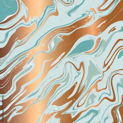 Obraz w ramie Liquid marble texture design, colorful marbling surface, golden lines, vibrant abstract paint design, vector