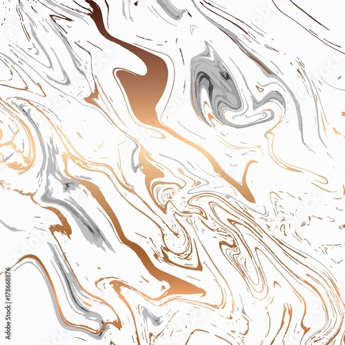 Naklejka - mata magnetyczna na lodówkę Liquid marble texture design, colorful marbling surface, black and white with gold, vibrant abstract paint design, vector