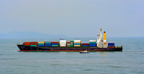 Pilot Boat And Container Ship