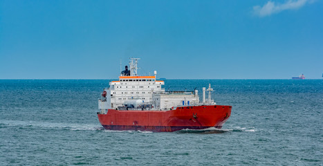 Poster - LPG tanker is passing by Singapore Strait.