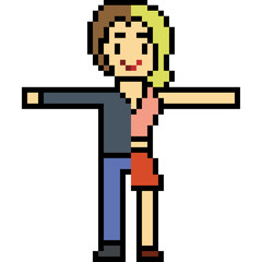 Wall Mural - vector pixel art man woman