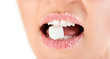Sweet woman lips with granulated sugar