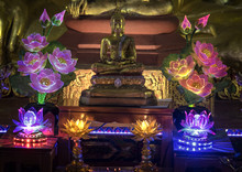 Buddha Statue With Lights  Wat Pabong Chiang Mai Thailand
