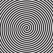 Hypnotic Circles Abstract Spiral Lines Swirl Or Optical Illusion Motion Spin. Vector Hypnotize Circular Pattern Background Of Black White Rotating Hypnotic Circles Or Psychedelic Hypnosis Lines