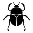 Vector black silhouette of a scarab beetle isolated on a white background.