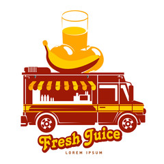 Sticker - food truck vector logo template