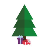 Fototapeta Panele - christmas tree with gift boxes icon over white background vector illustration
