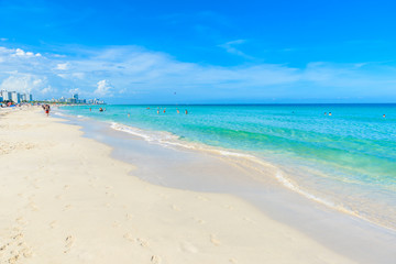 Wall Mural - Miami South Beach at sunny summer day at the Caribbean sea, world famous travel location in Florida, USA