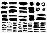 Fototapeta Młodzieżowe - Painted grunge stripes set. Black labels, background, paint texture. Brush strokes vector. Handmade design elements.