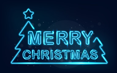 Wall Mural - Merry Christmas neon.