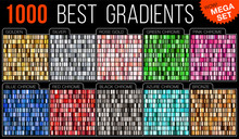 Vector Mega Set Of Gradients. Big Collection Colorful Metallic Gradient Illustration. Gold, Silver, Blue, Red, Pink, Green, Azure, Bronze.