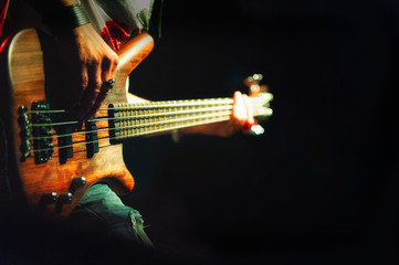 Wall Mural - Bassist pop rock during a performance at a concert