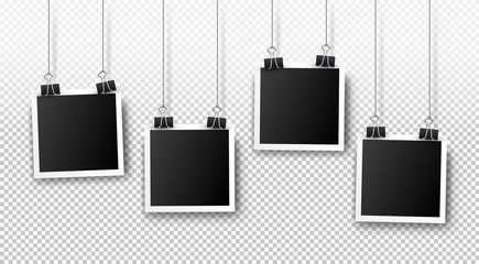 Wall Mural - set of photo frames. realistic detailed photo icon design template. vector isolated on transparent b