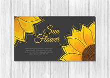 Business Cards With Bright Yellow Sunflowers