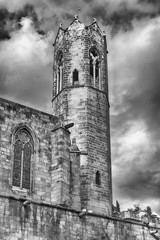 Canvas Print - Medieval tower in Placa del Rei, Barcelona, Catalonia, Spain