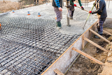 Pouring Concrete Slab - Foundation Of New House