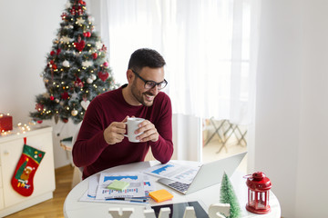 Wall Mural - Working at home for Christmas