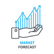 market forecast concept, outline icon, linear sign, thin line pictogram, logo, flat vector, illustration