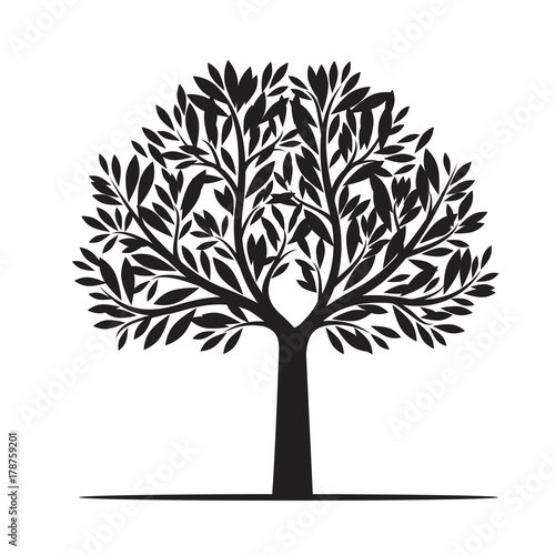 Vecteur Stock Black Tree with Leaves. Vector Illustration. | Adobe Stock