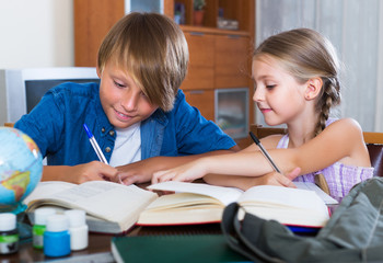 Wall Mural - Portrait of children with textbooks