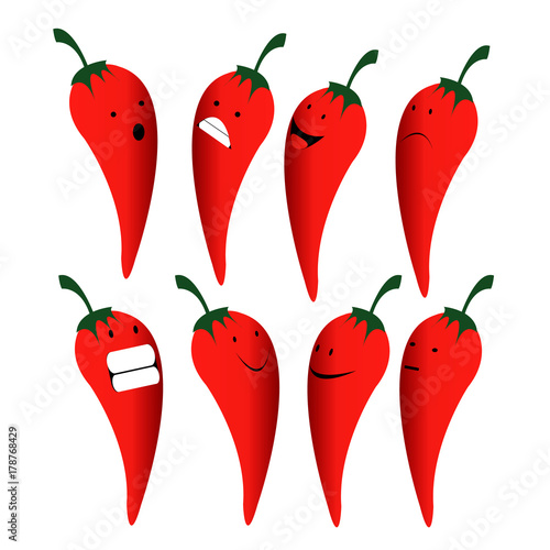 red chili emoji emoticon smiley isolated on white background Stock
