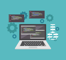 Coding or programming concept. Code editor icon or symbol. Technology background