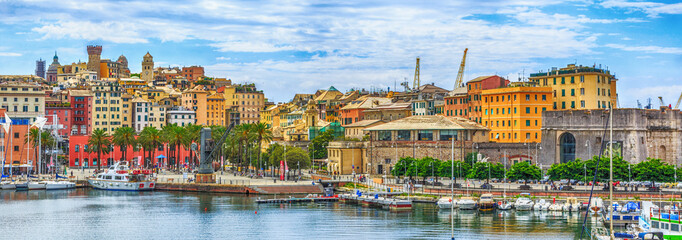 Sticker - Genoa port sea view with yachts