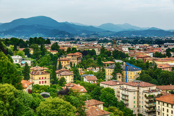 Wall Mural - Bergamo city view from above