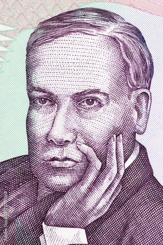 Ruben Dario portrait from Nicaraguan money Canvas