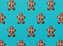 Colorful Christmas Pattern Of Gingerbread Cookies