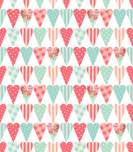 Cute Vintage Seamless Pattern With Heart Shapes In Shabby Chic Style