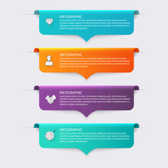 Wall Mural - Vector colorful info graphics for your business presentations. Can be used  website layout, numbered banners, diagram, horizontal cutout lines, web design.
