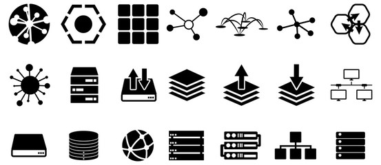 Canvas Print - black server and connection vector icons pack