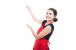 © Catalin Pop - Woman employee showing some product or sign text