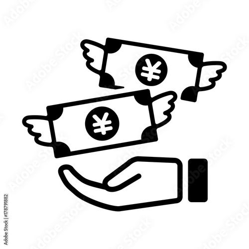 Fotografía spending money / wasting money / flying money icon (japanese yen / JPY)