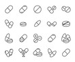 Modern outline style pills icons collection