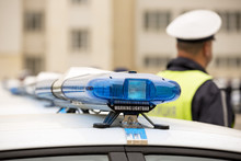 Police Officers Cars Warning Lightbars
