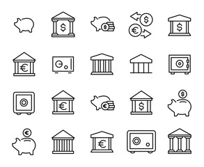 Wall Mural - Premium set of bank line icons.