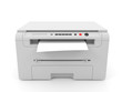  3d illustration of white inkjet printer for printing, isolated on white background