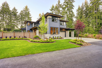 Luxurious home design with modern curb appeal in Bellevue.