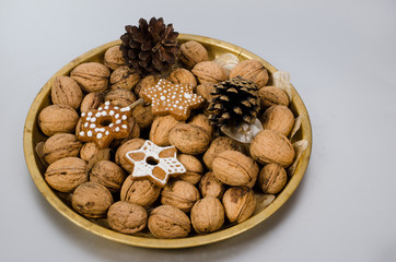 Canvas Print - walnuts and gingerbread cookies